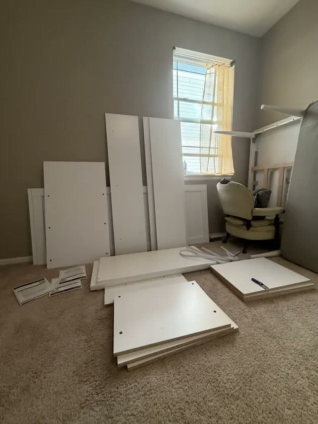 Murphy bed and shelving — before